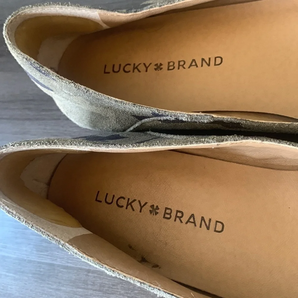 Lucky Brand Camo Bylando Leather Ballet Flat Size‎ 7.5